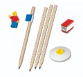 Zestaw szkolny LEGO 52053: Minifigurka, 4 ołówki, klocek do mocowania, temperówka, gumka do ścierania