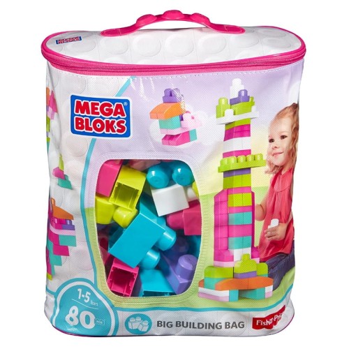 MEGA BLOKS Różowa Torba z klockami 80el.