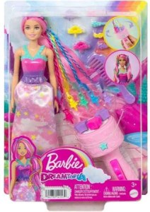 BARBIE HNJ06 Księżniczka Zakręcona pasemka + akcesoria