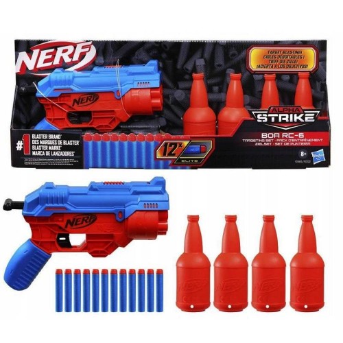 Nerf F2465 Alpha Strike - Wyrzutnia Boa RC-6 + zestaw celów