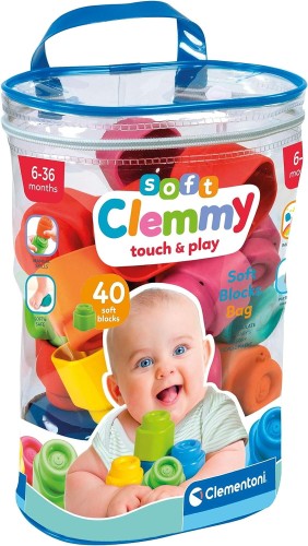CLEMENTONI 17878 CLEMMY Miękkie klocki 40 elementów w worku