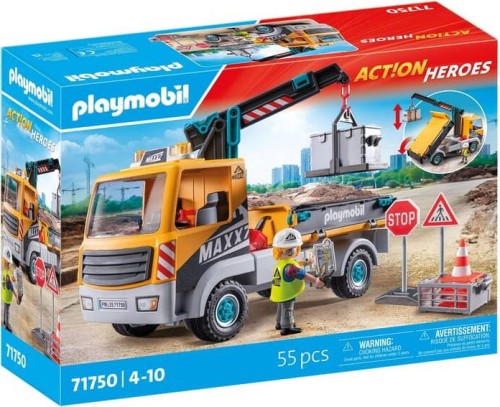 PLAYMOBIL 71750 ACTION HEROES Ciężarówka budowlana z dźwigimiem