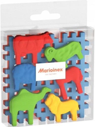 MARIOINEX 907412 Miękkie klocki wafle ANIMALS zestaw startowy