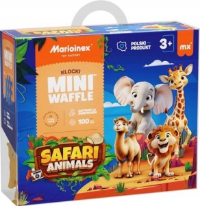 MARIOINEX 907108 Miękkie klocki mini wafle ANIMALS Safari 100el
