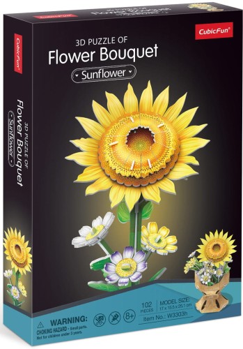 CUBIC FUN W3303H Puzzle 3D Bukiet Słoneczniki 102el