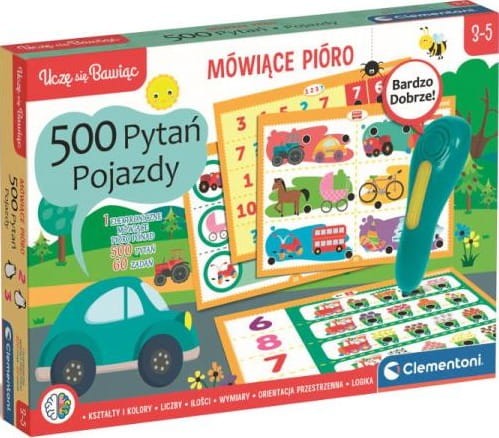 CLEMENTONI 50929 UCZĘ SIĘ BAWIĄC Mówiące pióro 500 pytań pojazdy