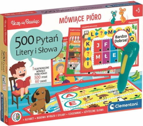 Clementoni 50780 UCZĘ SIĘ BAWIĄC Mówiące pióro 500 pytań litery i słowa