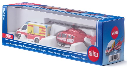 SIKU S1748 Super Mercedes-Benz Ambulans+helikopter