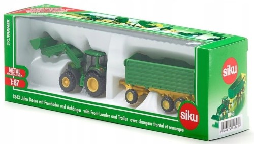 SIKU S1843 Farmer John Deere z przyczepą i ładowarką