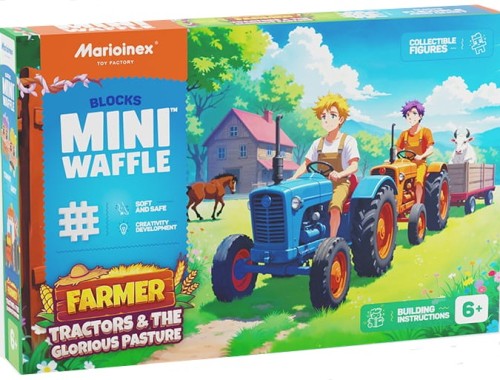 MARIOINEX 907535 Mini Wafle FARMER Traktory i wypasiona łąka 110el