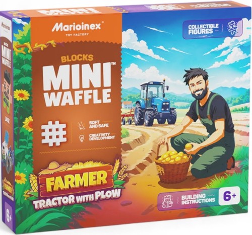 MARIOINEX 907504 Mini Wafle FARMER Traktor z pługiem 50el