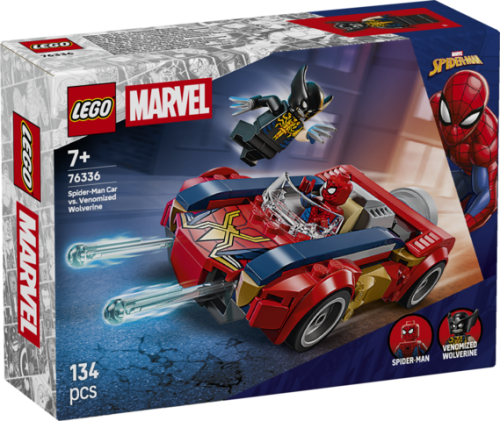 LEGO Super Heroes 76336 Spider-Man w samochodzie kontra zvenomowany Wolverine