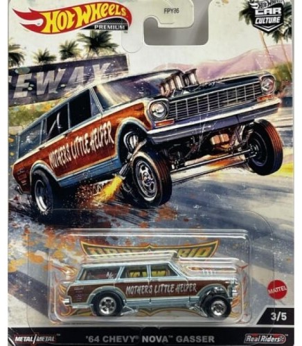 Hot Wheels HCK21 Premium DRAG & STRIP '64 Chevy Nova Gasser