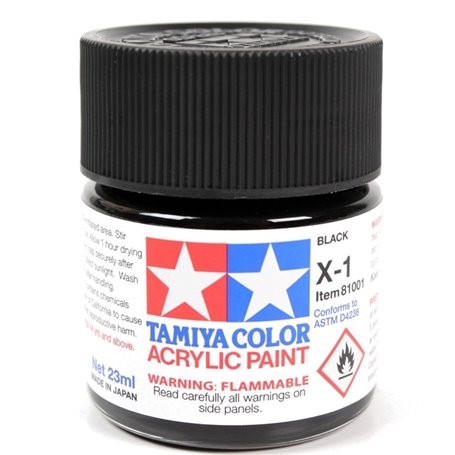Tamiya 81301 X-1 Farba akrylowa GLOSS BLACK - 23ml