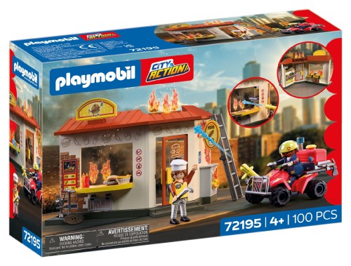 PLAYMOBIL City Action 72195 Quad straży pożarnej oraz stoisko z burgerami