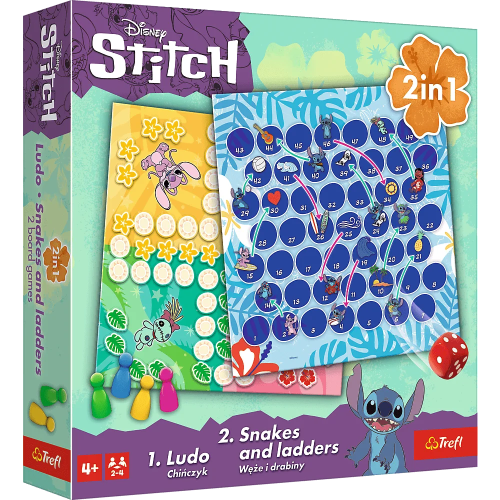 Trefl - 2w1 Chińczyk / Węże i drabiny Lilo&Stitch
