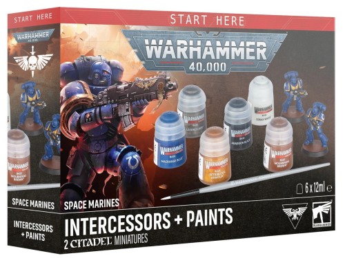 Warhammer 60-11 Space Marines Intercessors + Paints Set NEW