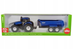 SIKU S2004 Traktor New Holland z niebieską przyczepą Krampe